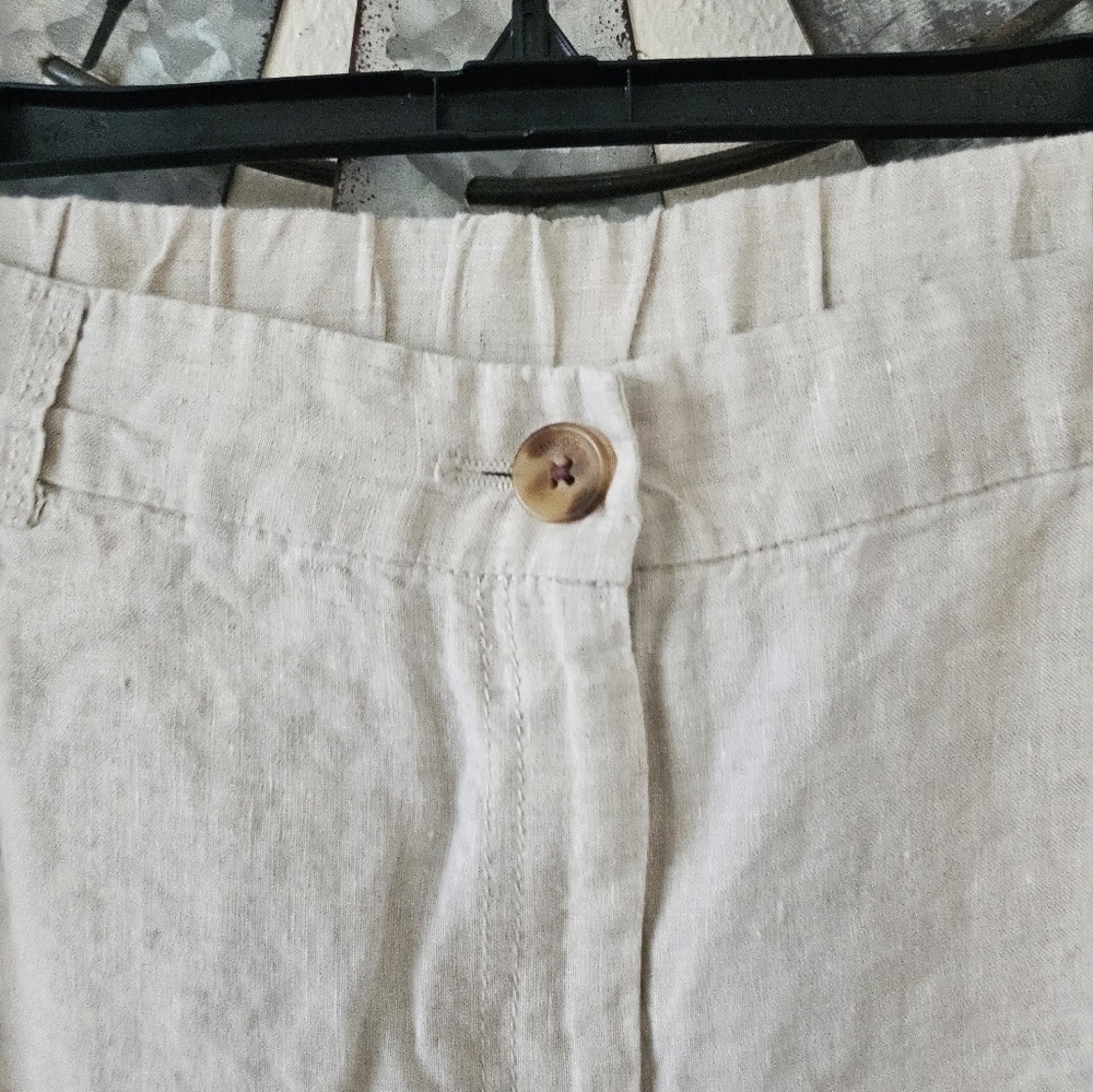 Chico’s 100% Linen Cropped Wide Leg Pants Beige Travel Resort Women’s Size 16. - Picture 4 of 12